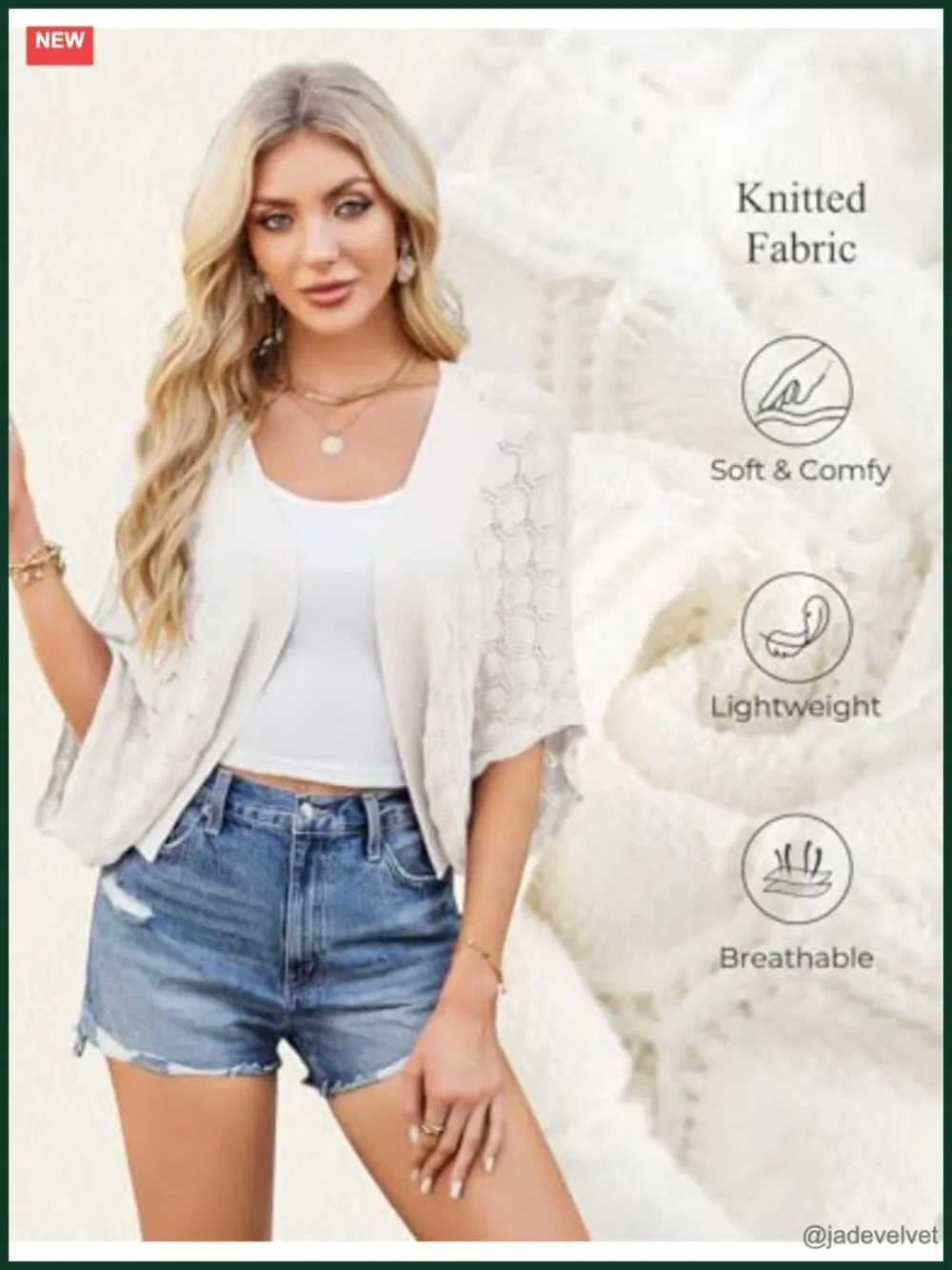 Cropped Cardigan Batwing Sleeve Crochet Bolero Shrug Lightweight Beach Boho